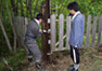 門の修理作業